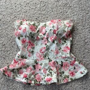 Fashion Magazine Pink and Cream Floral Top